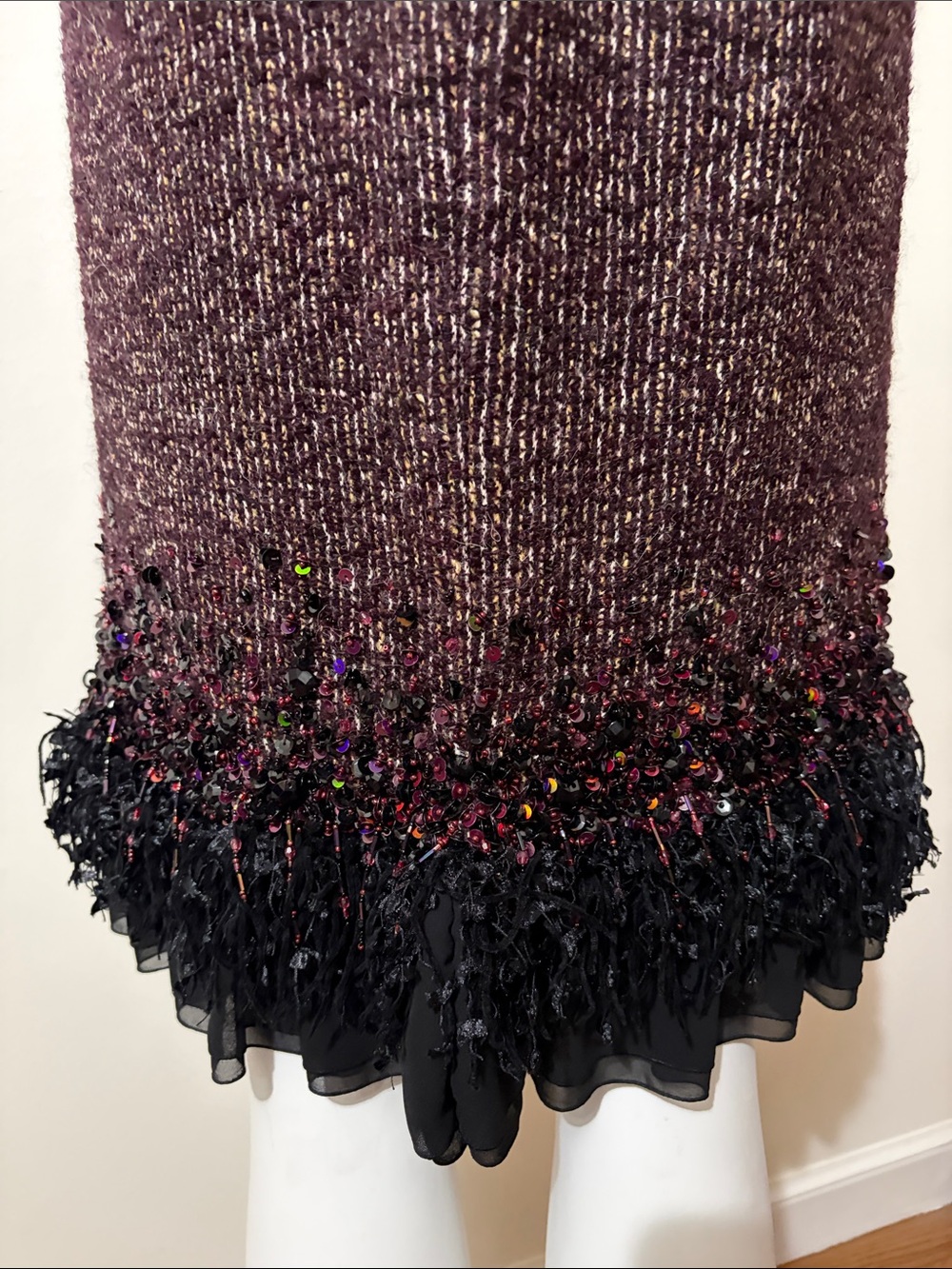 Lafayette 148 New York brown tweed hand beaded academia pencil wool skirt 4 - Picture 8 of 15